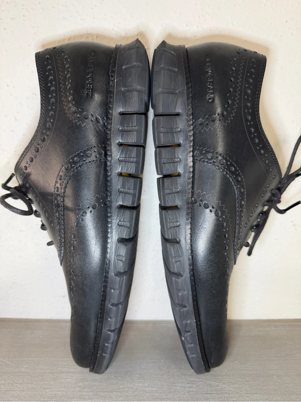 Cole Haan Men's ZERØGRAND Wingtip Oxford SHOES Black Leather Dress Size 12M